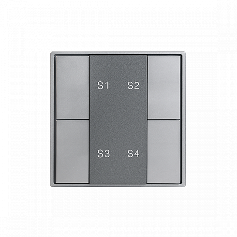 Кнопочная панель 4-х кл. (4 сцены/1 группа), металлический корпус, серый DA-SW-S4-PG (ASTZ)